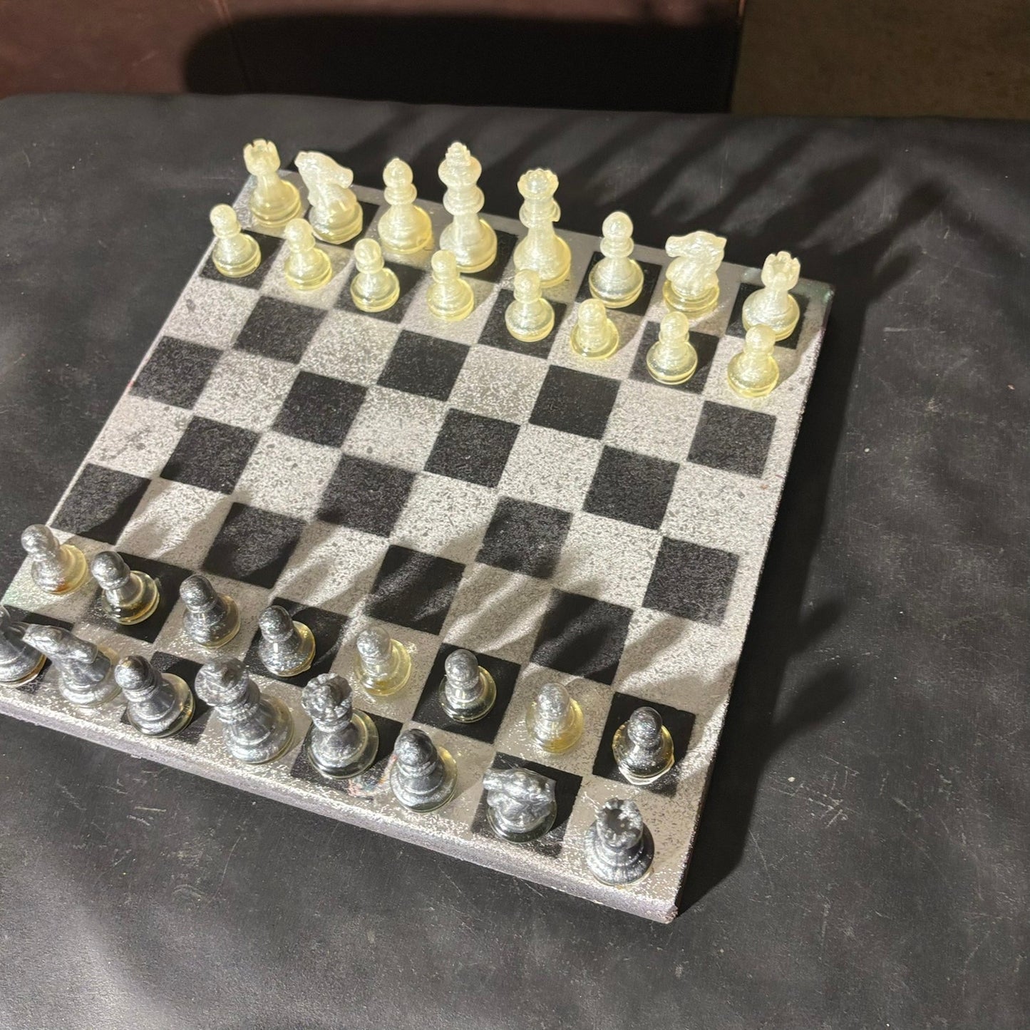 Silver & Black - Painted Chess Set