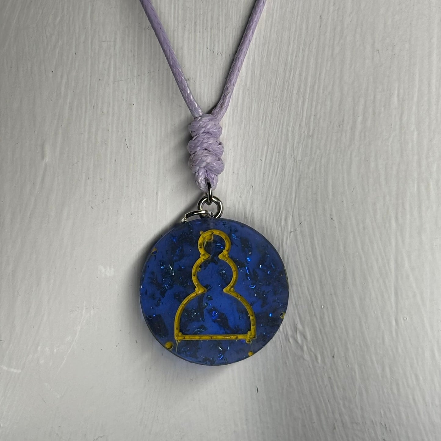 Blue Crystal Pawn - Handmade Resin Chess Necklace
