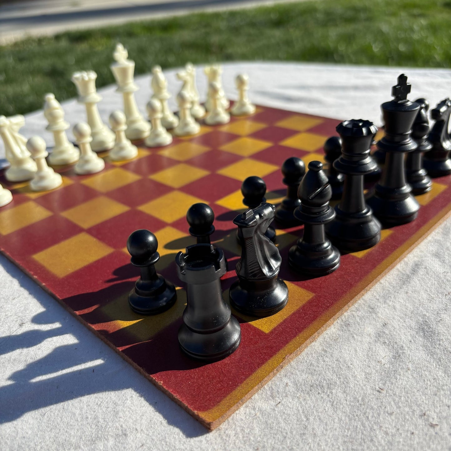 Yellow & Red - Painted Chess Set