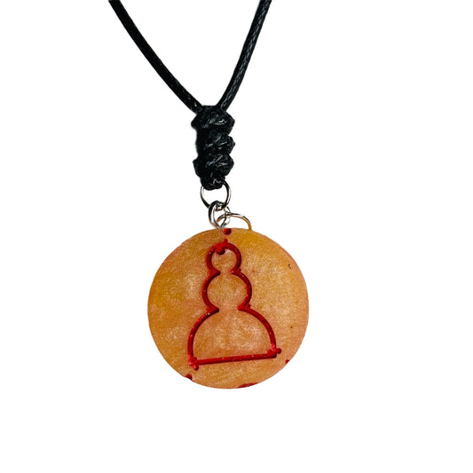 Orange Yellow Pawn - Handmade Resin Chess Necklace