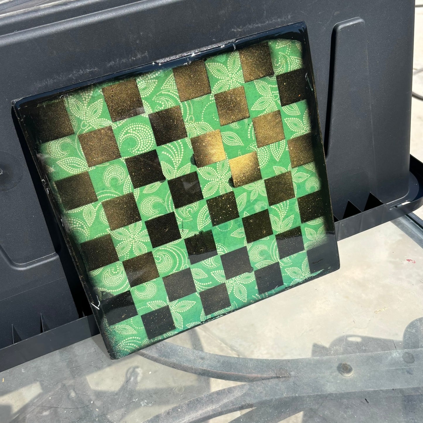 Super Golden Green - Resin Coated Chess Board
