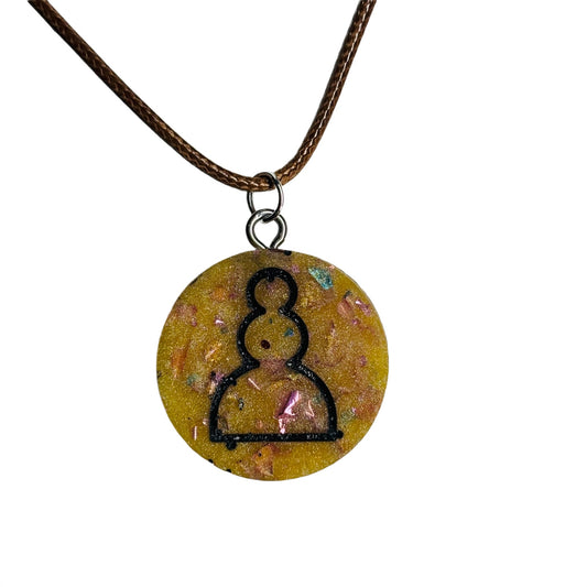 Crystal Yellow Pawn - Handmade Resin Chess Necklace
