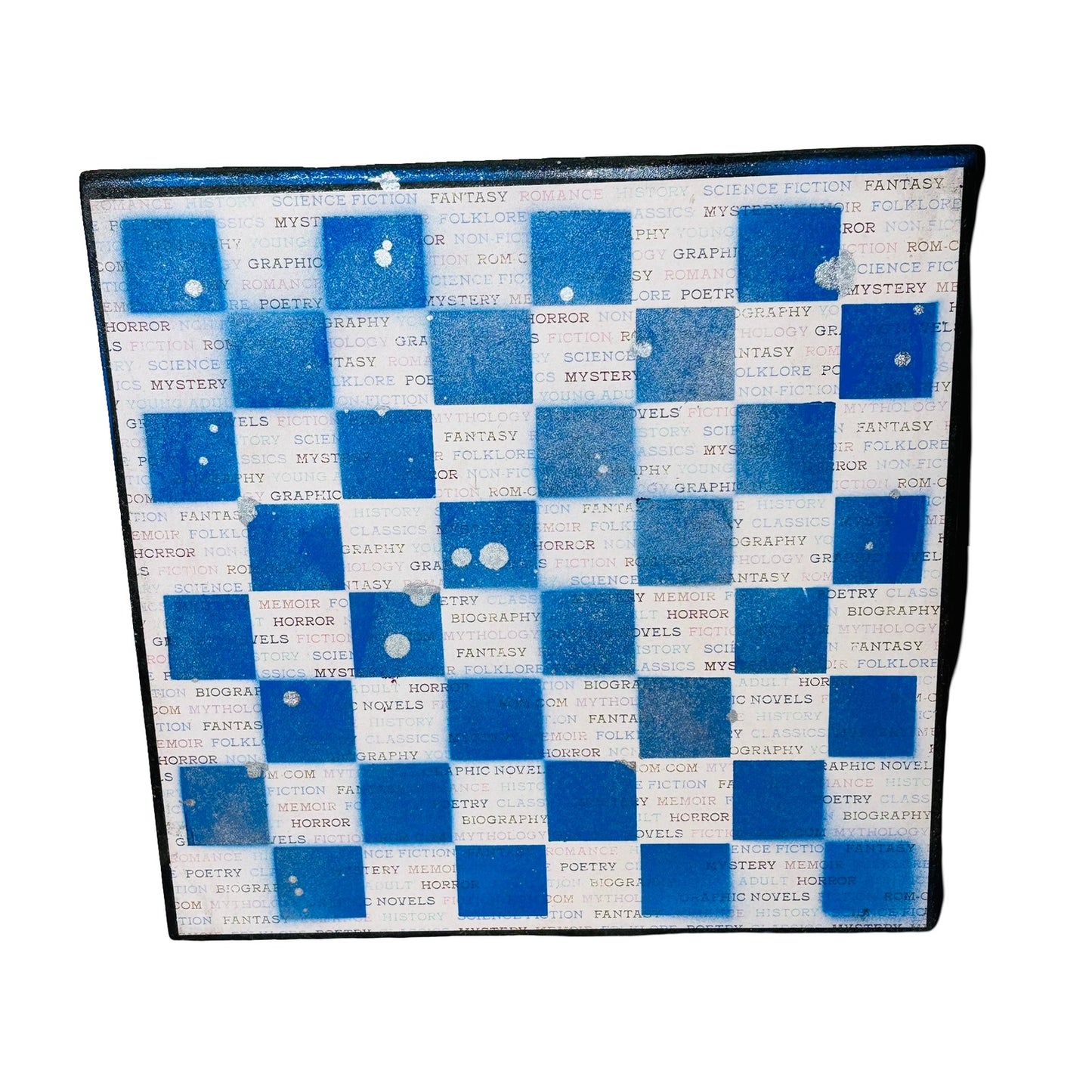 Worded Blue & White - Scrapbook Chess Board