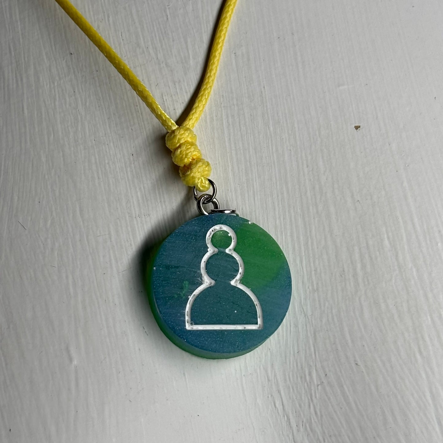 Simple Green Pawn - Handmade Resin Chess Necklace