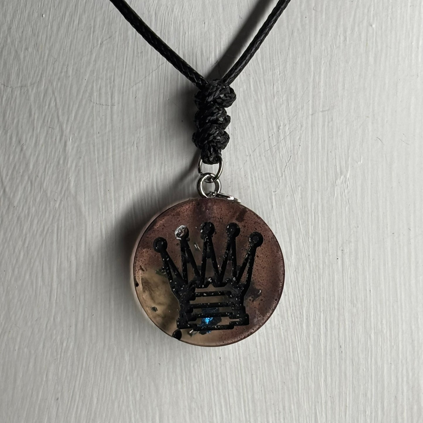 Coffee Brown Queen - Handmade Resin Chess Necklace