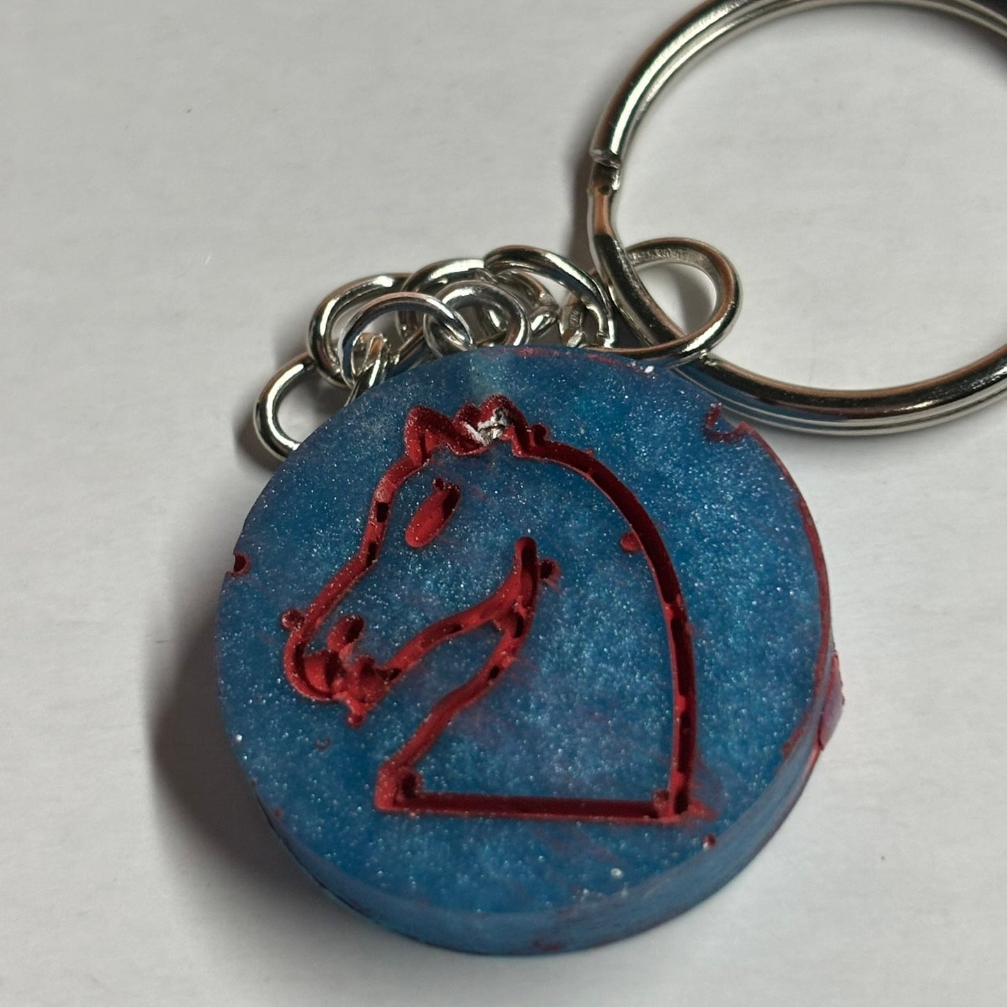 Blue Red Knight - Handmade Resin Keychain