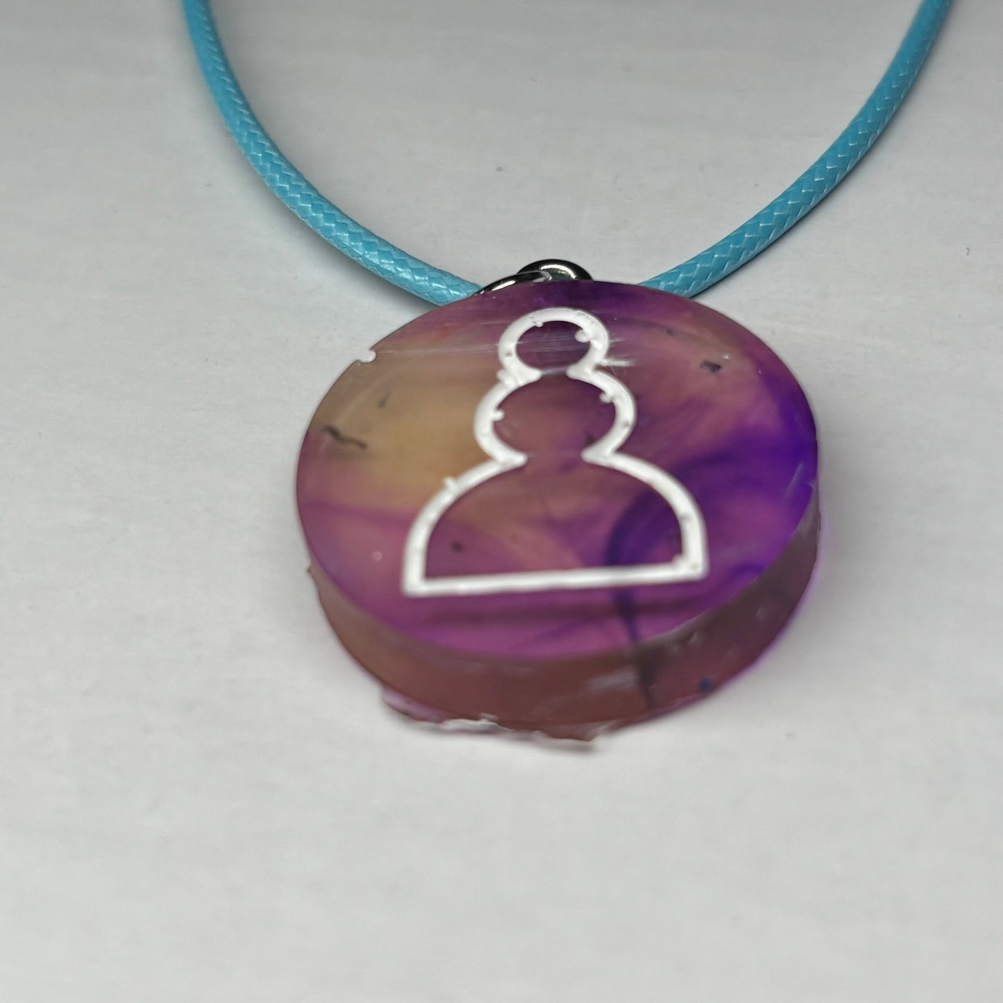 Purple Cosmic Pawn - Handmade Resin Chess Necklace