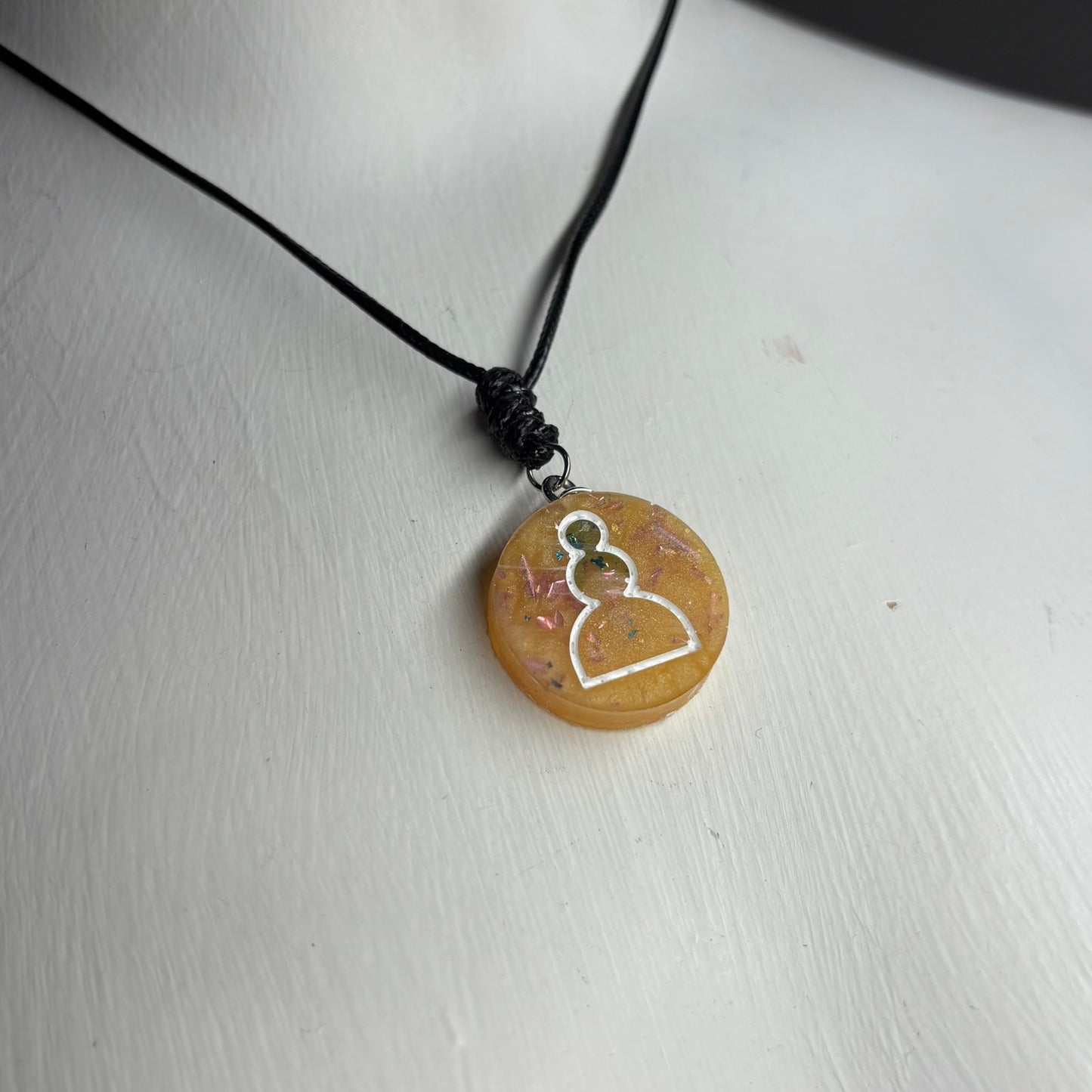 Yellow Crystal Pawn - Handmade Resin Chess Necklace