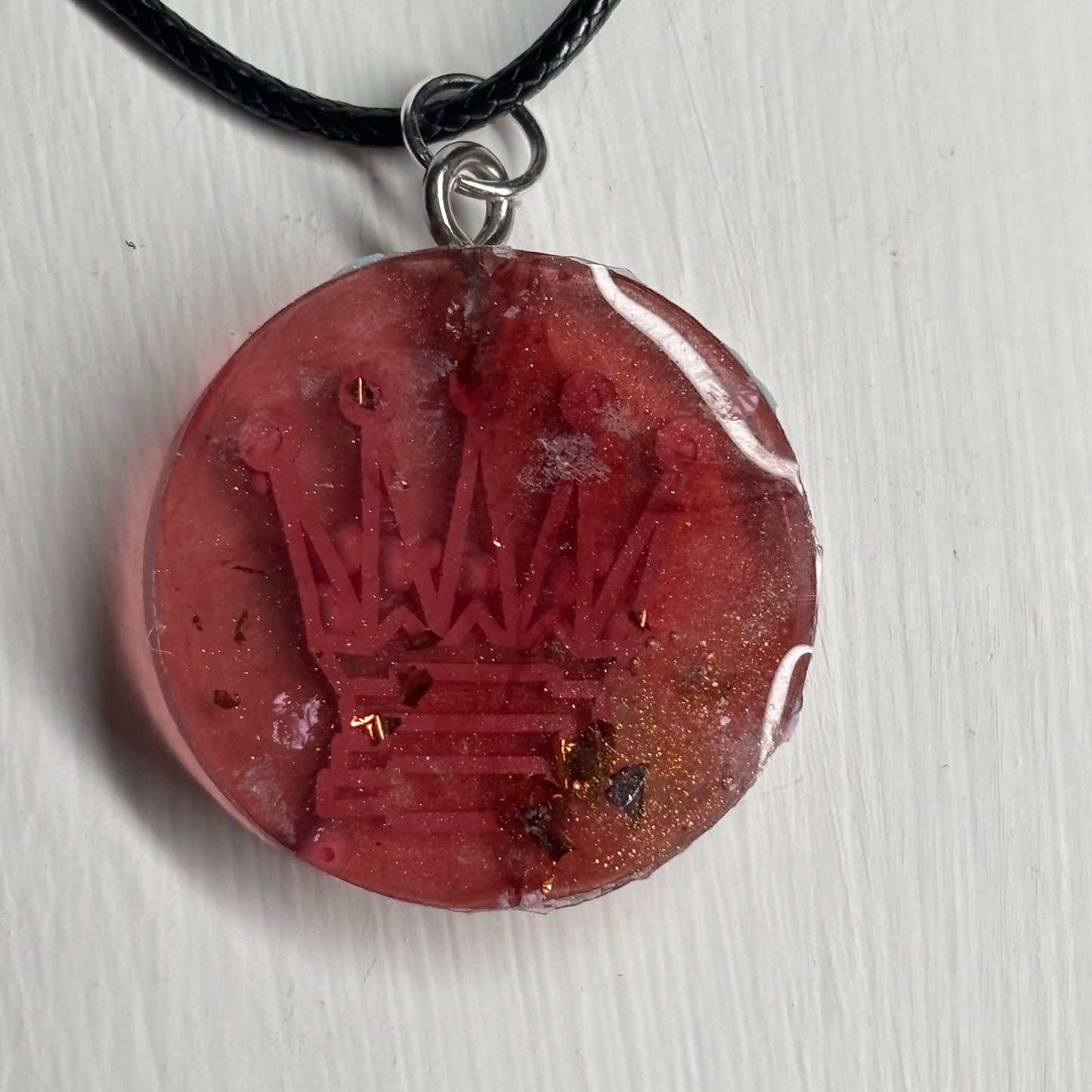 Tattered Pink Queen - Handmade Resin Chess Necklace