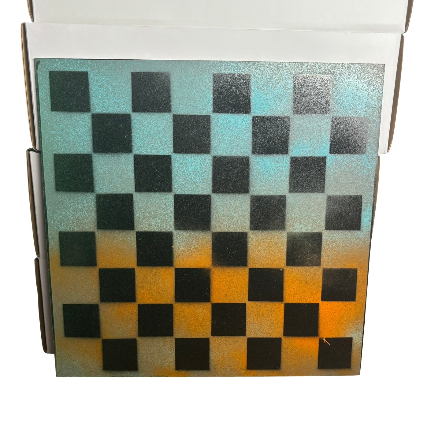 Blue & Orange - Painted Chess Board