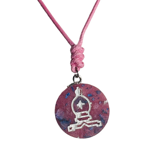 Pink Bishop - Handmade Resin Chess Necklace