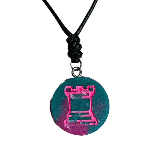 Cotton Candy Rook - Handmade Resin Chess Necklace