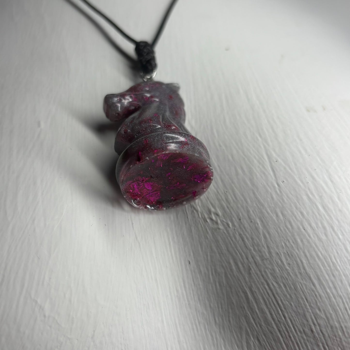 Midnight Purple Knight - Handmade Resin Chess Necklace