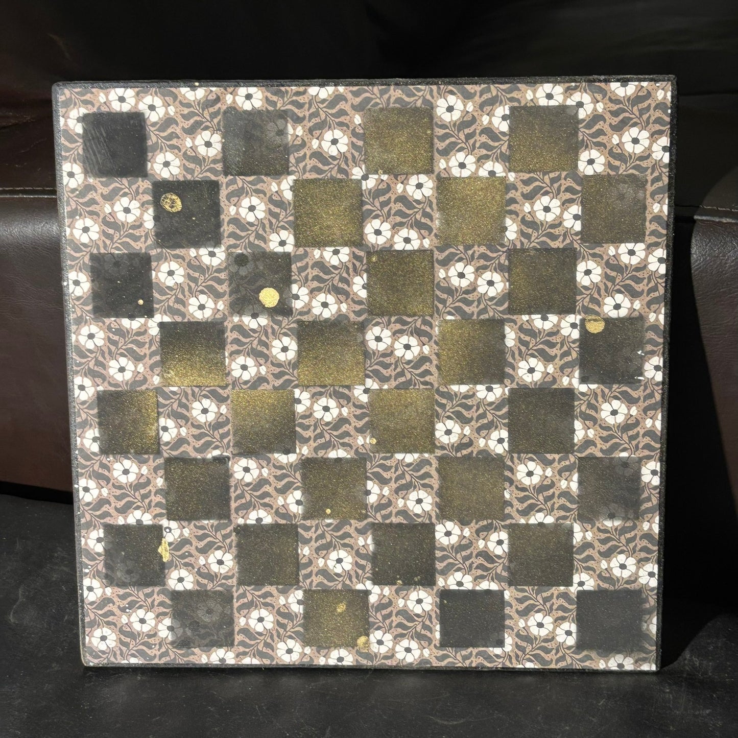 Golden Black Flowers - Scrapbook Chess Board