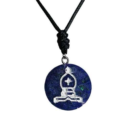 Midnight Purple Bishop - Handmade Resin Chess Necklace