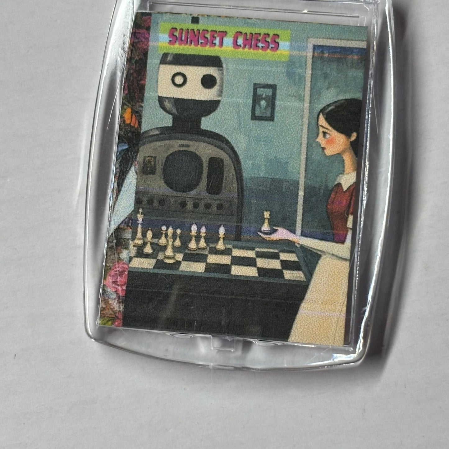 Robot Training - Chess  Photo Keychain