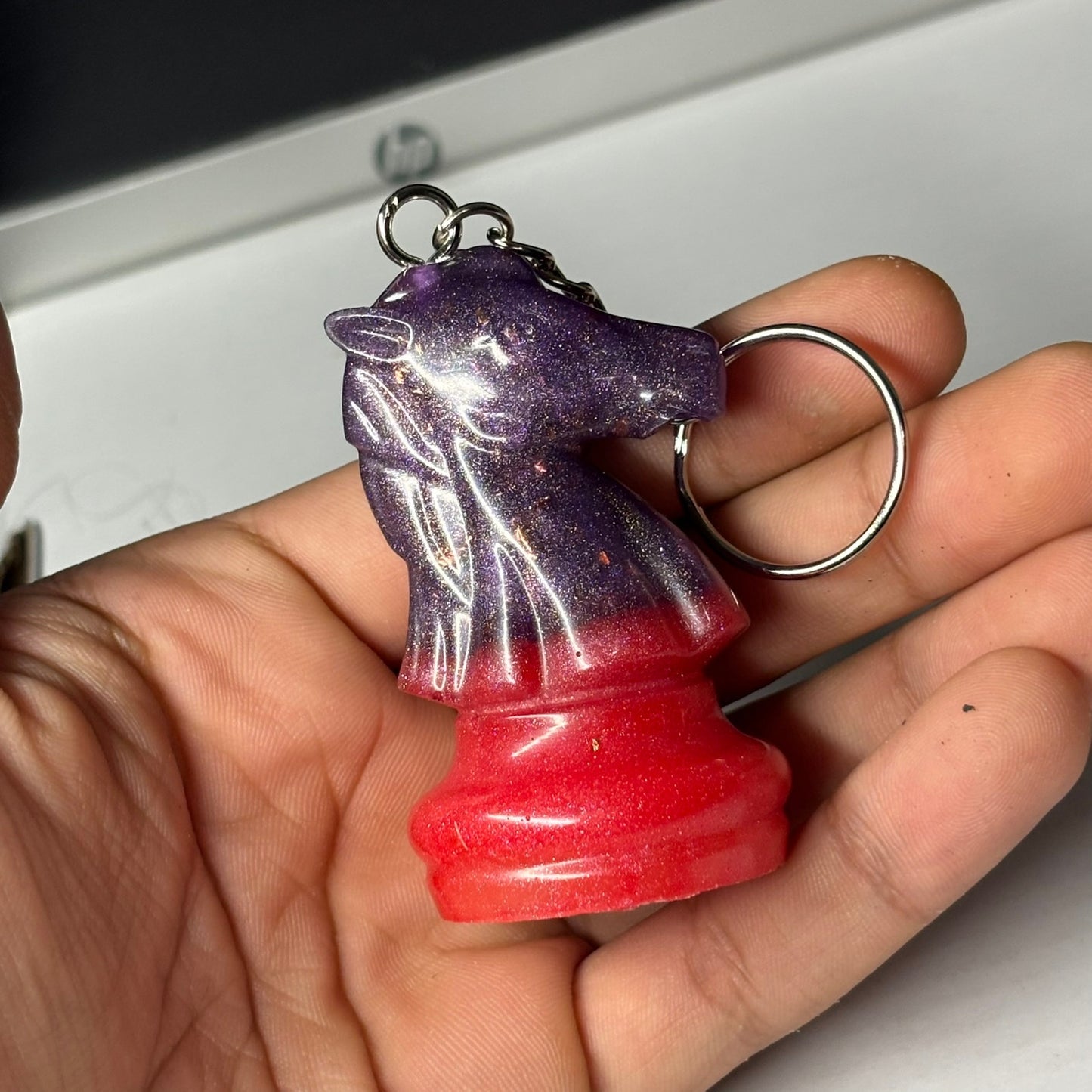 Red Bottoms Midnight Knight - Handmade Resin Keychain - Large Edition