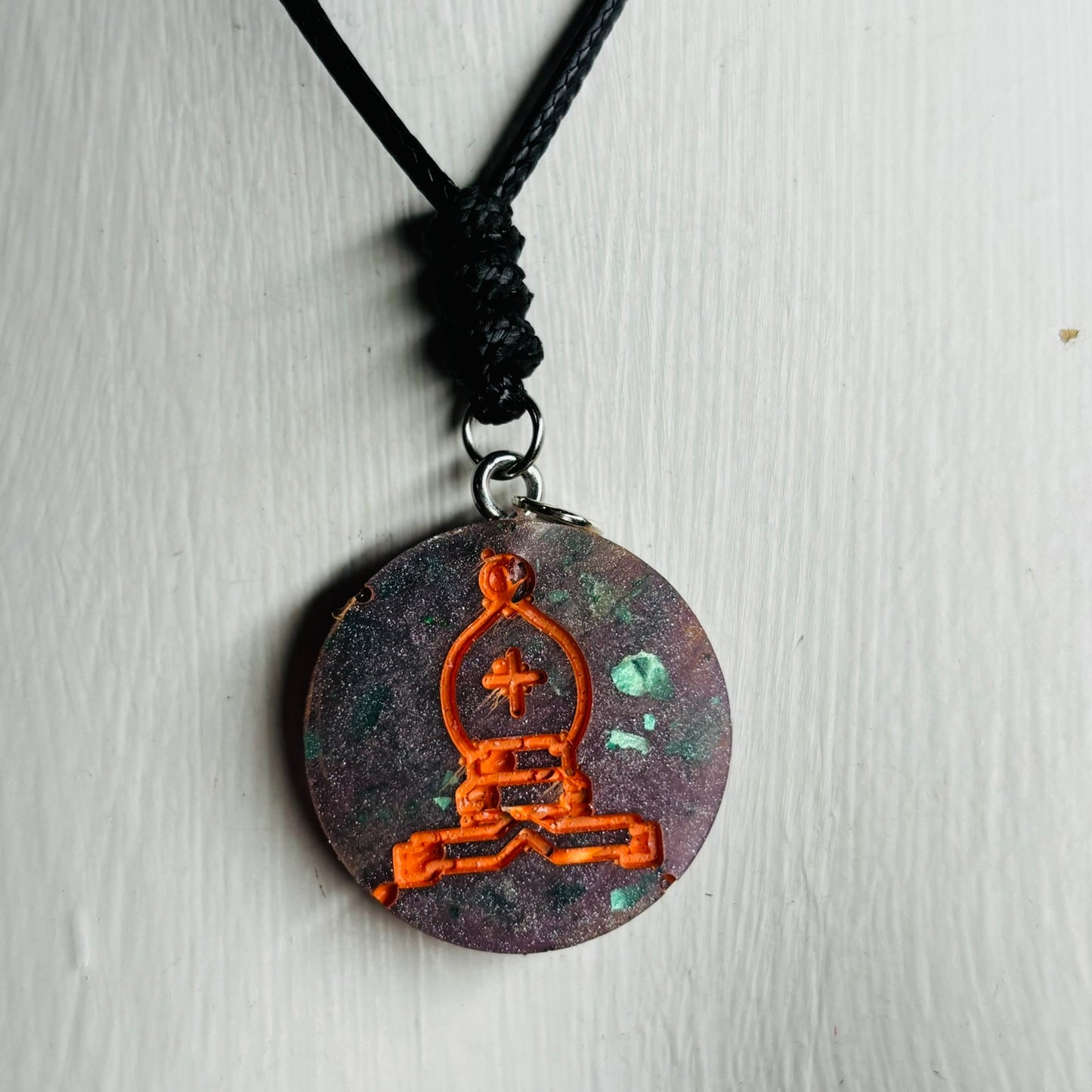 Purple Crystal Orange - Handmade Resin Chess Necklace