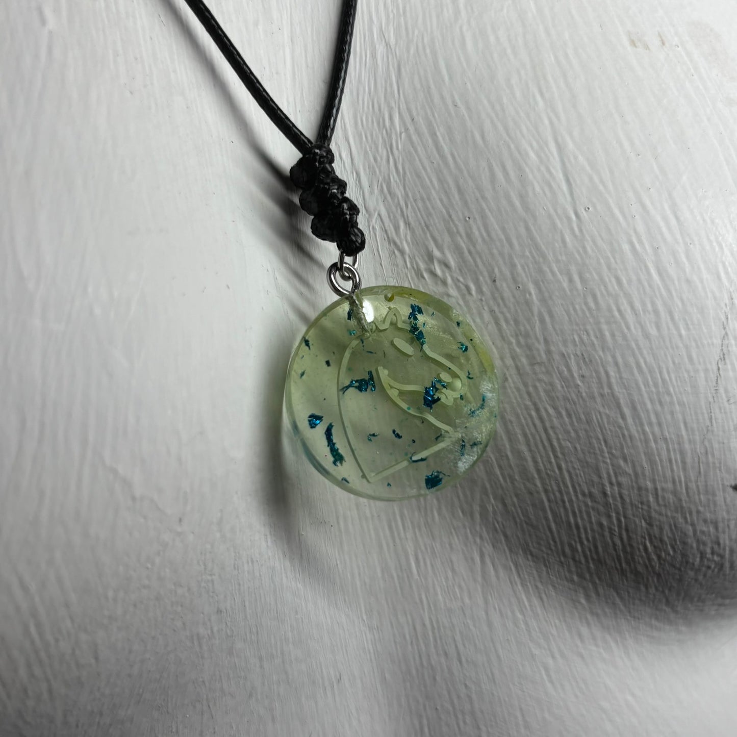 Lime Green Knight - Handmade Resin Chess Necklace