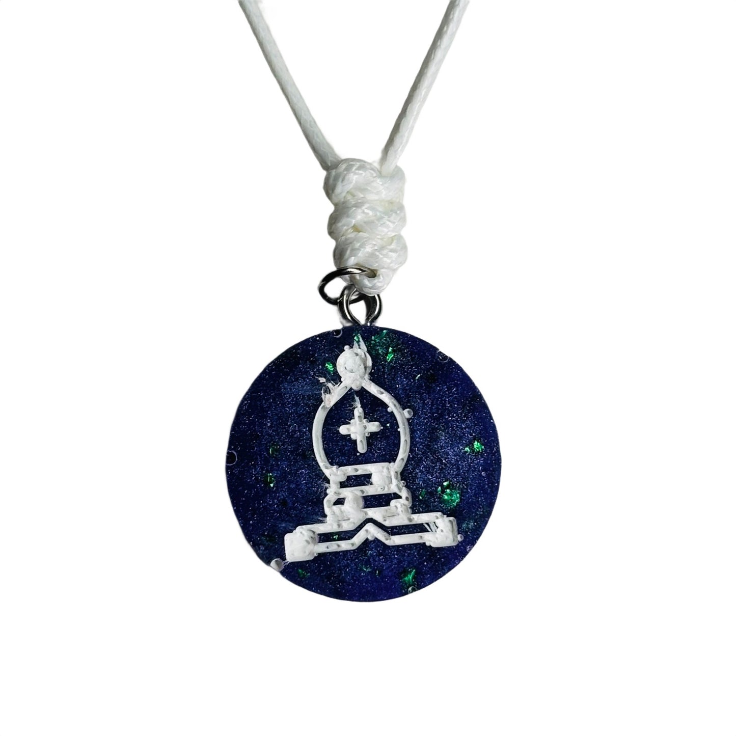 Crystal Purple Bishop - Handmade Resin Chess Necklace