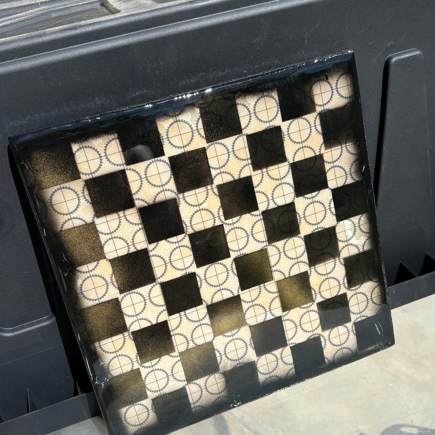Steampunk Rotators - Resin Coated Chess Board