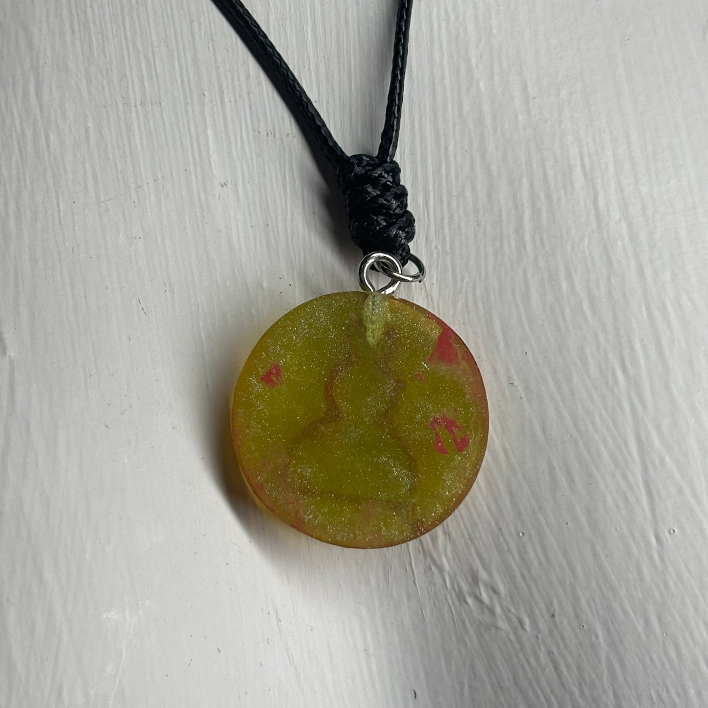 Yellow/Red Pawn - Handmade Resin Chess Necklace