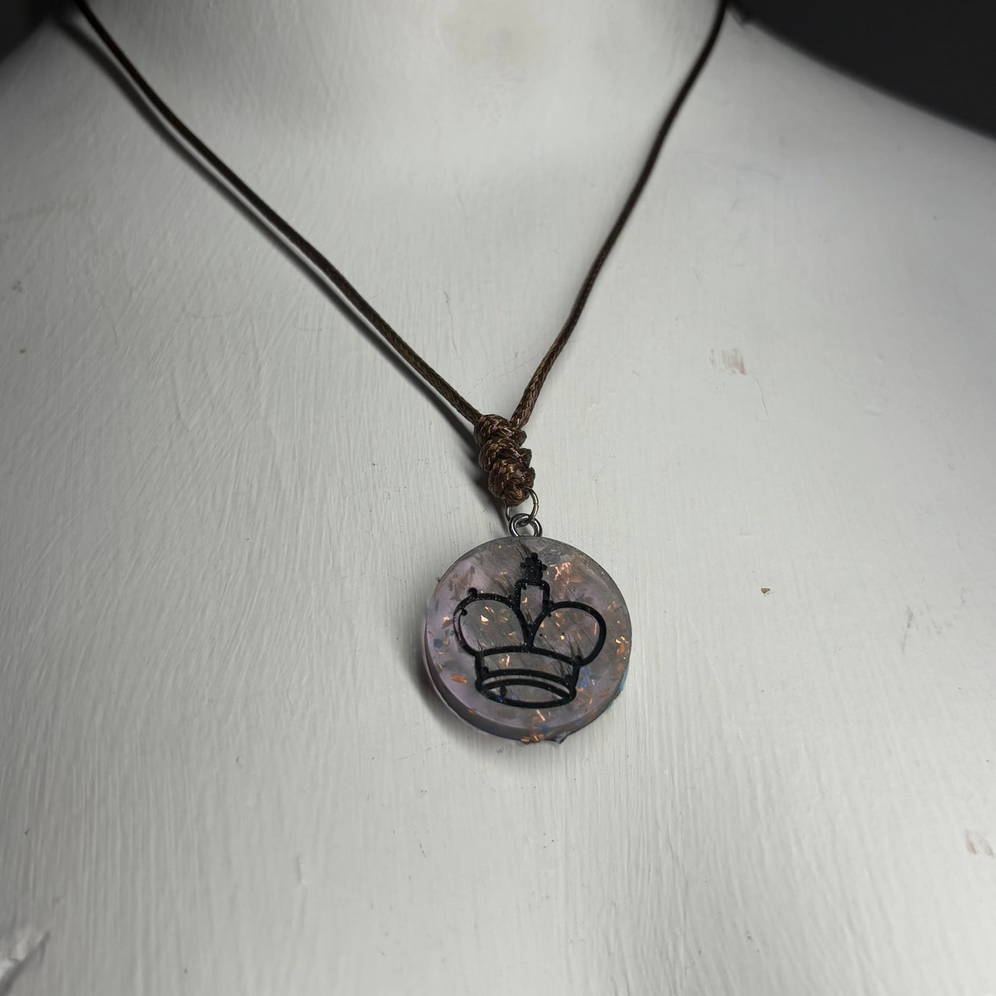 Translucent Sparkle King - Handmade Resin Chess Necklace