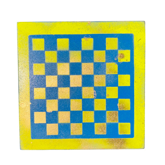 Lime Green Blue - Painted Chess Board