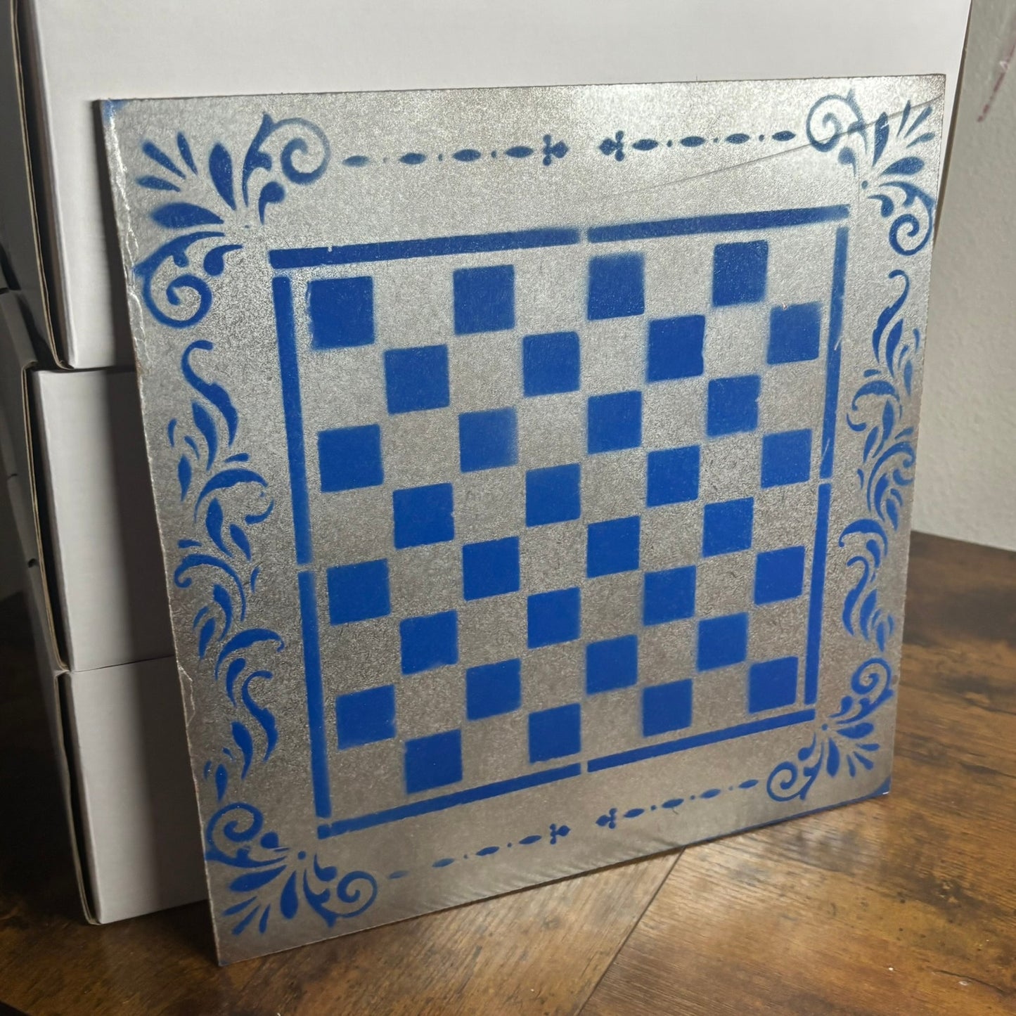 Chrome Blue - Painted Chess Board