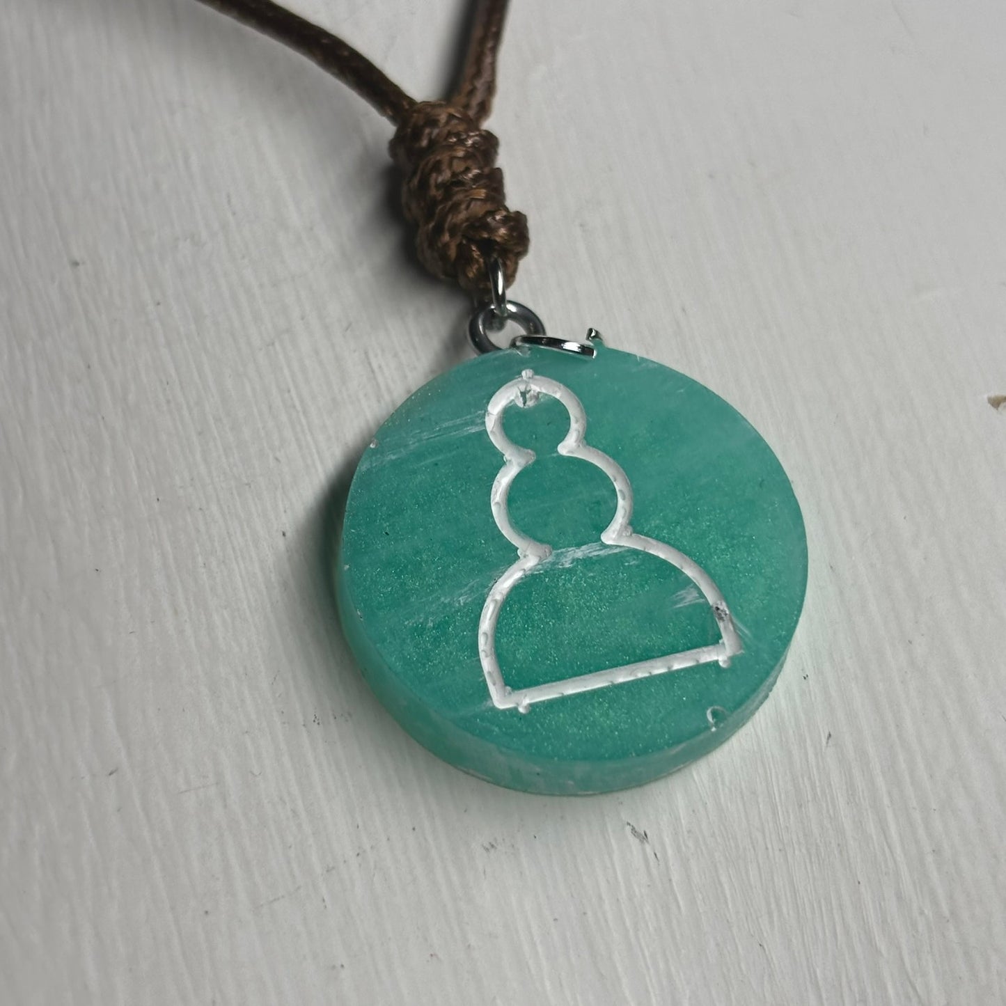 Vibrant Green Pawn - Handmade Resin Chess Necklace