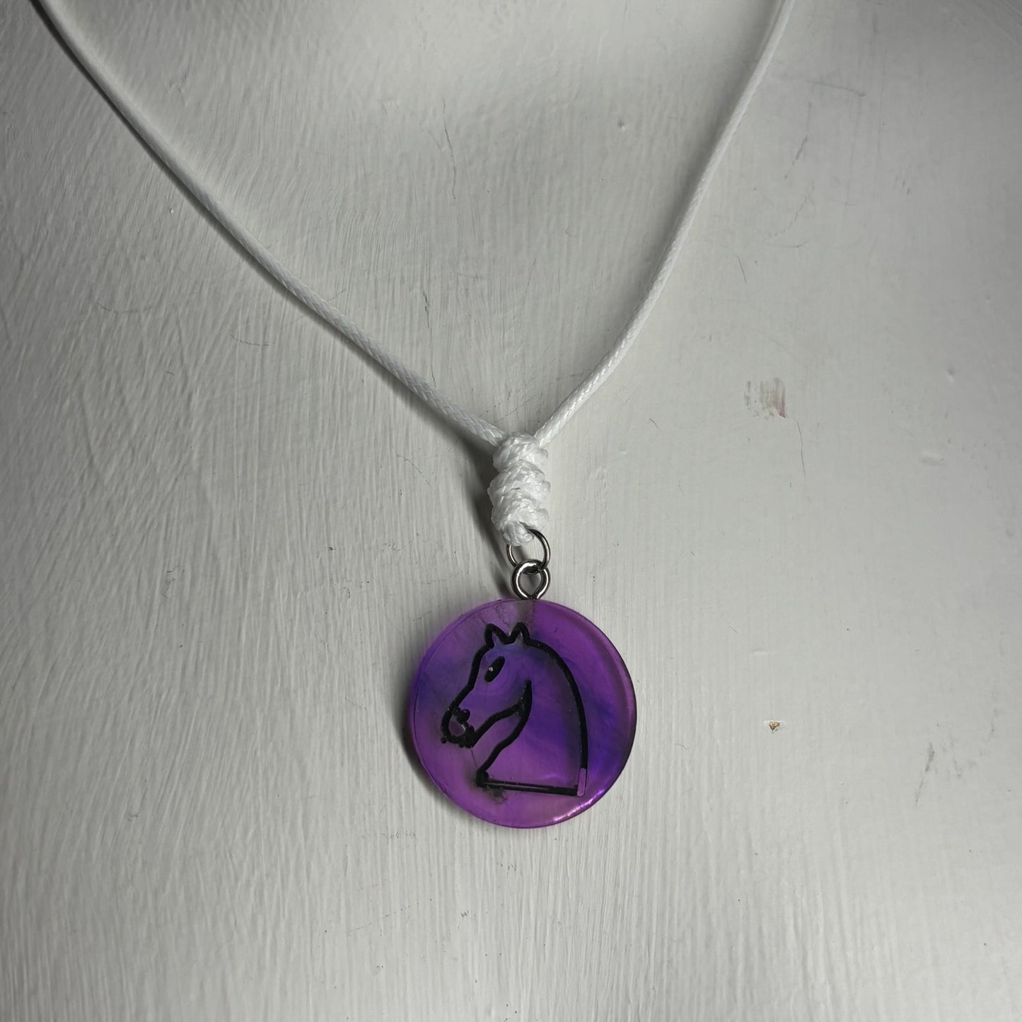 Purple Knight - Handmade Resin Chess Necklace