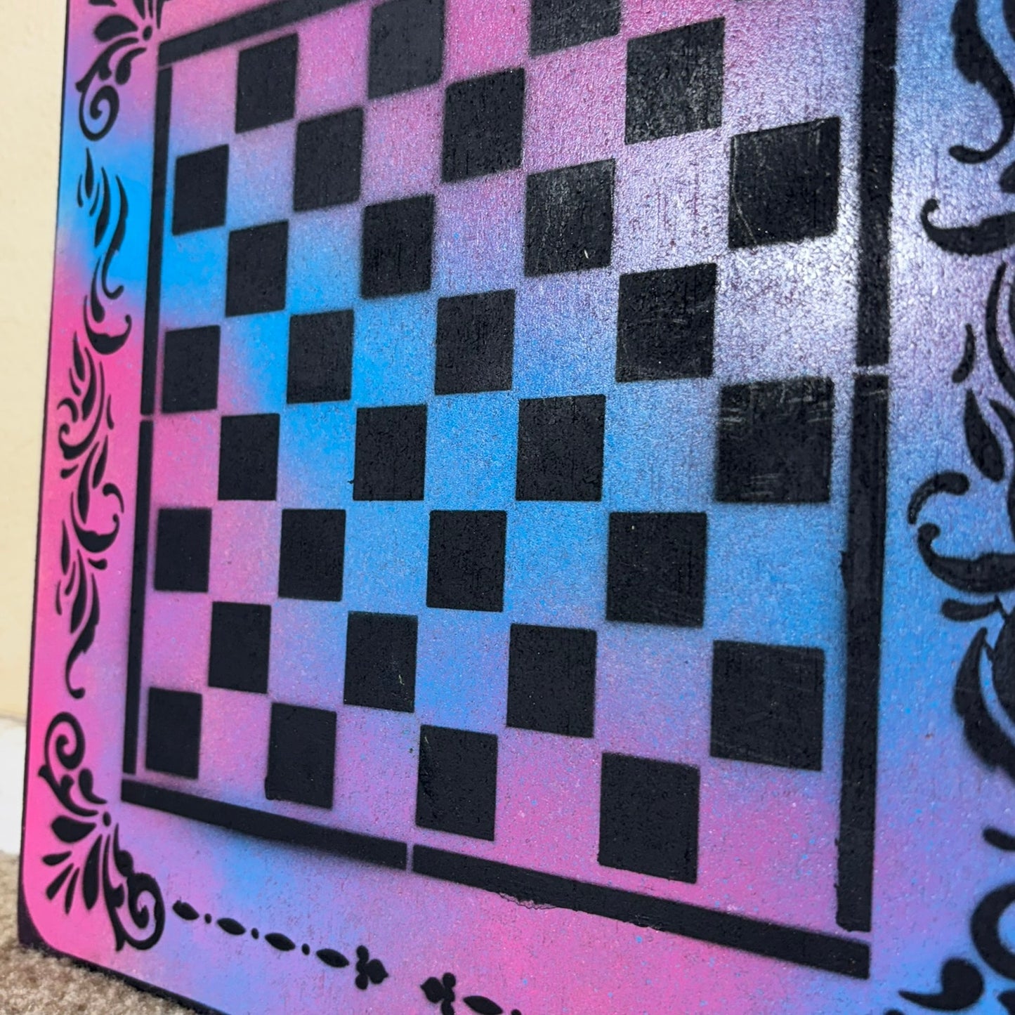 Purple Space Mesh - Painted Chess Board