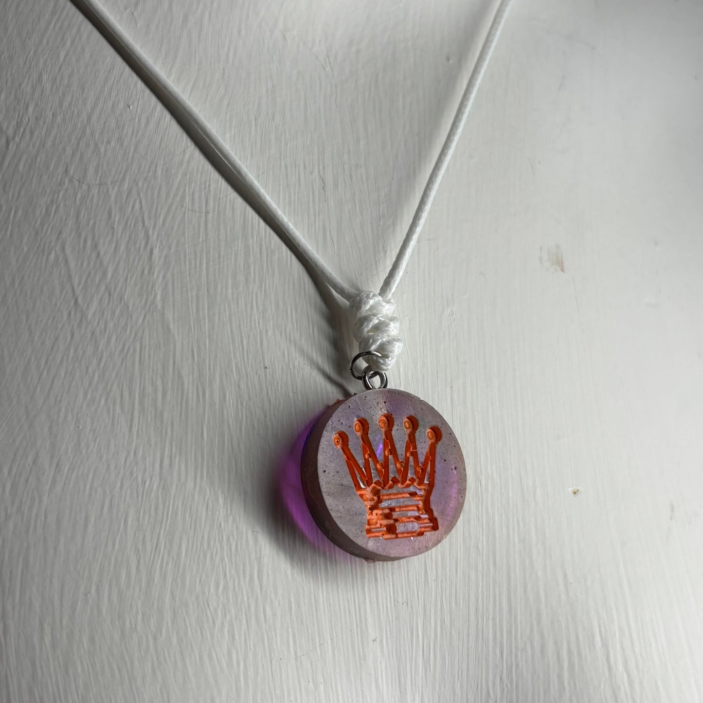 Purple Rein Queen - Handmade Resin Chess Necklace