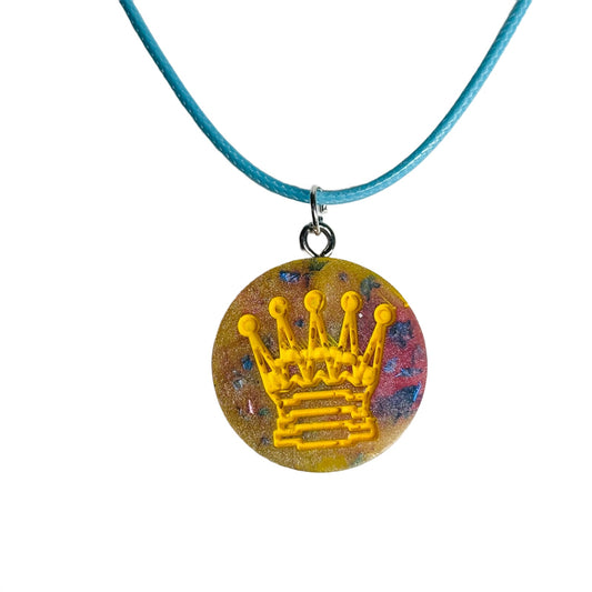 Premium Yellow Queen - Handmade Resin Chess Necklace