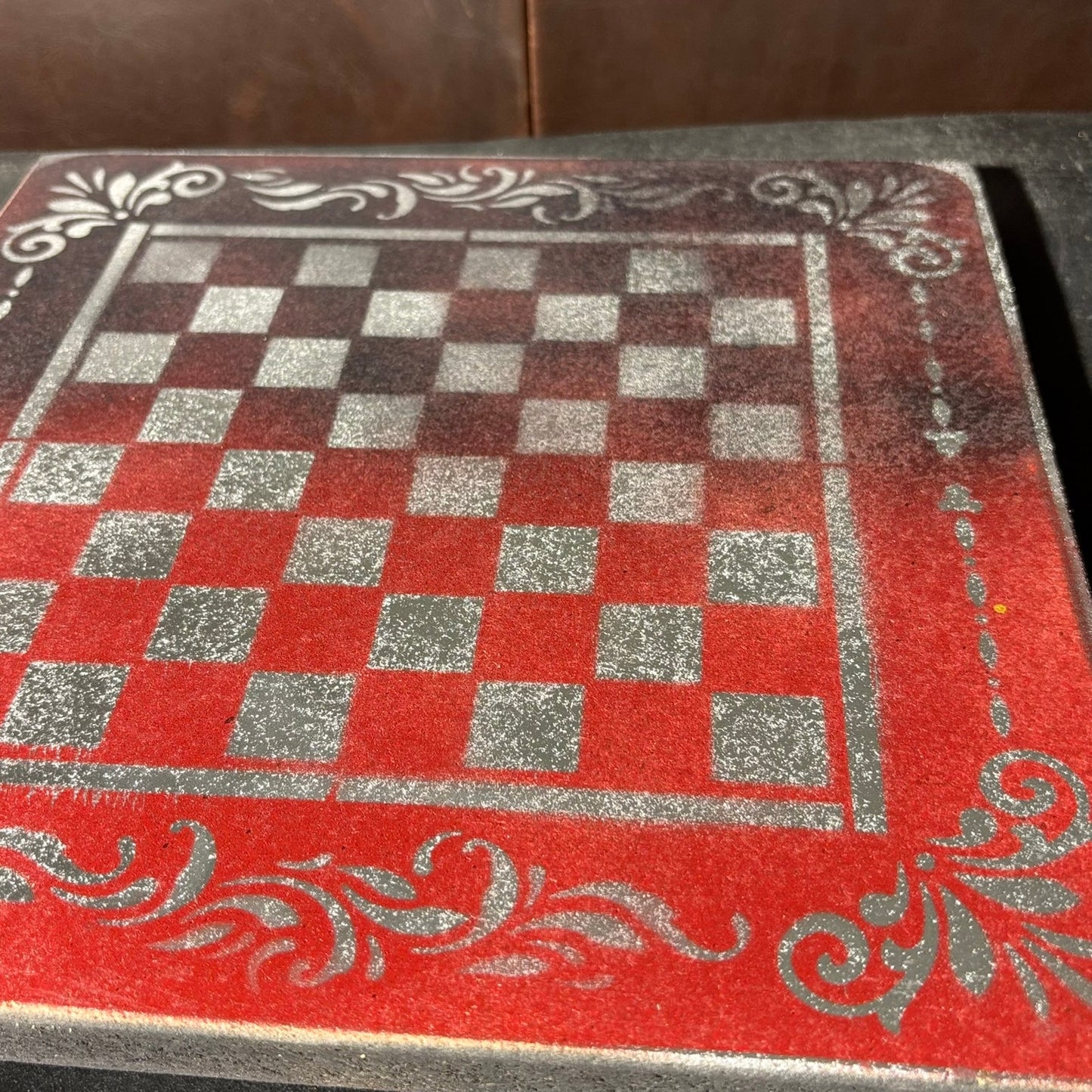 Emperors Red & Black - Painted Chess Board