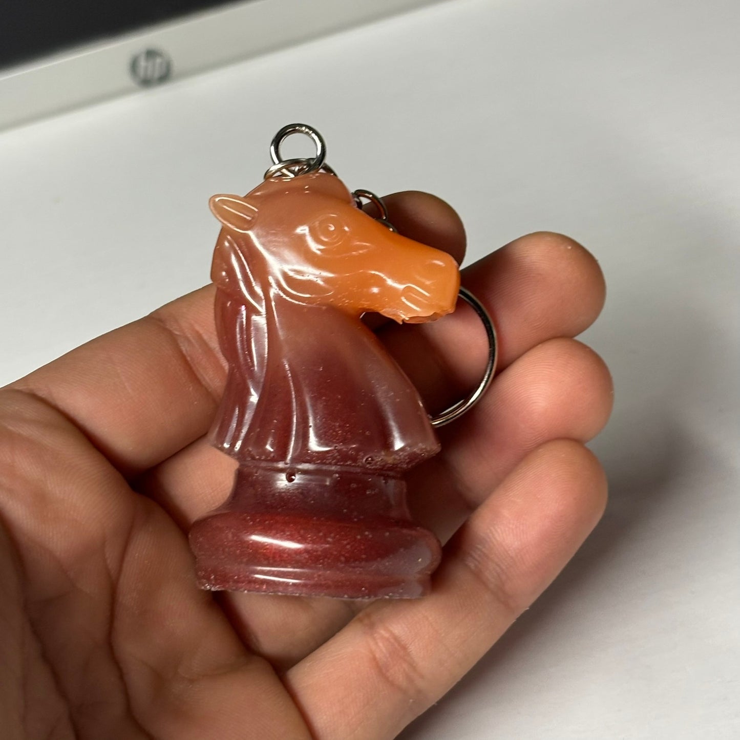 Burnt Orange Knight - Handmade Resin Keychain - Large Edition