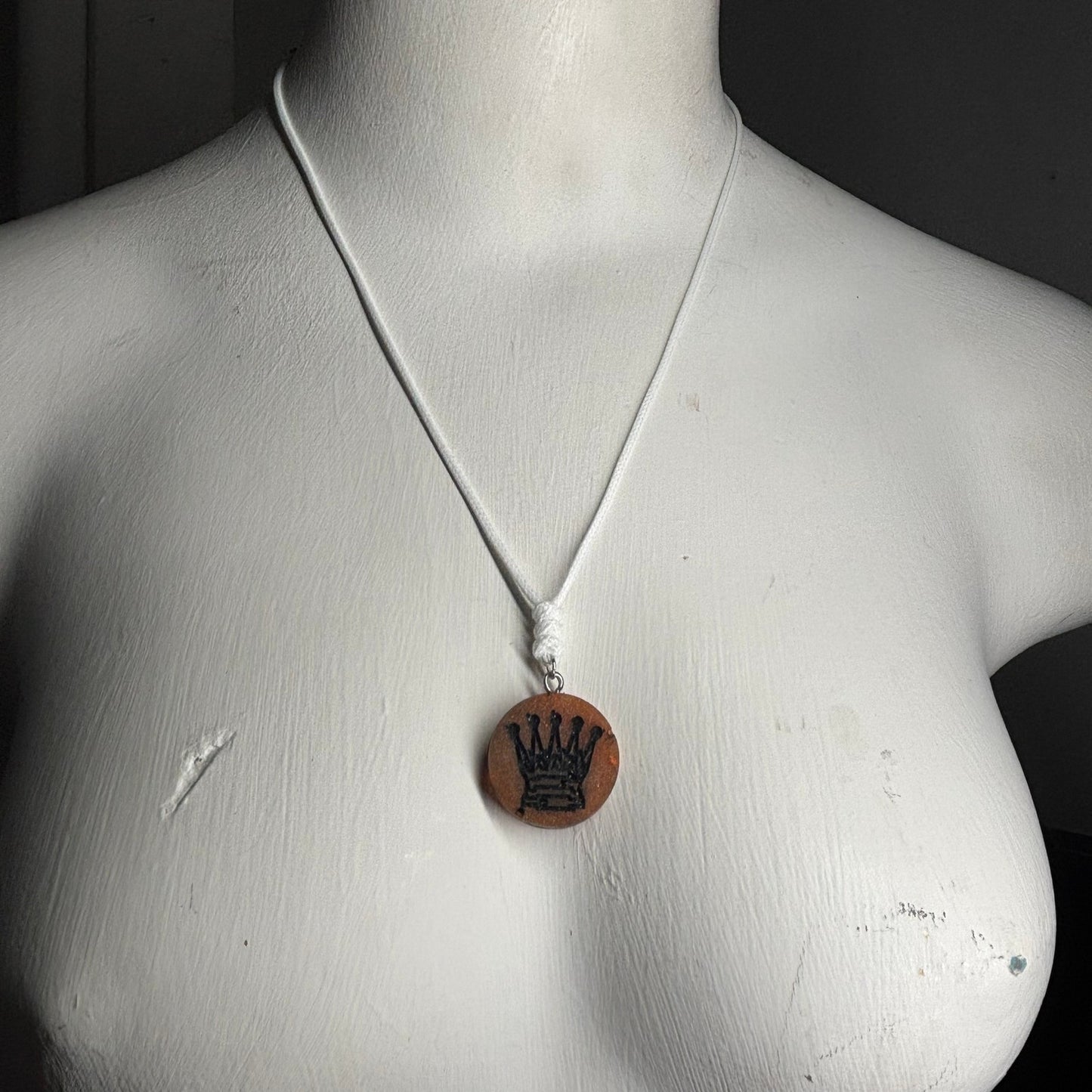 Bronze Dark Queen - Handmade Resin Chess Necklace