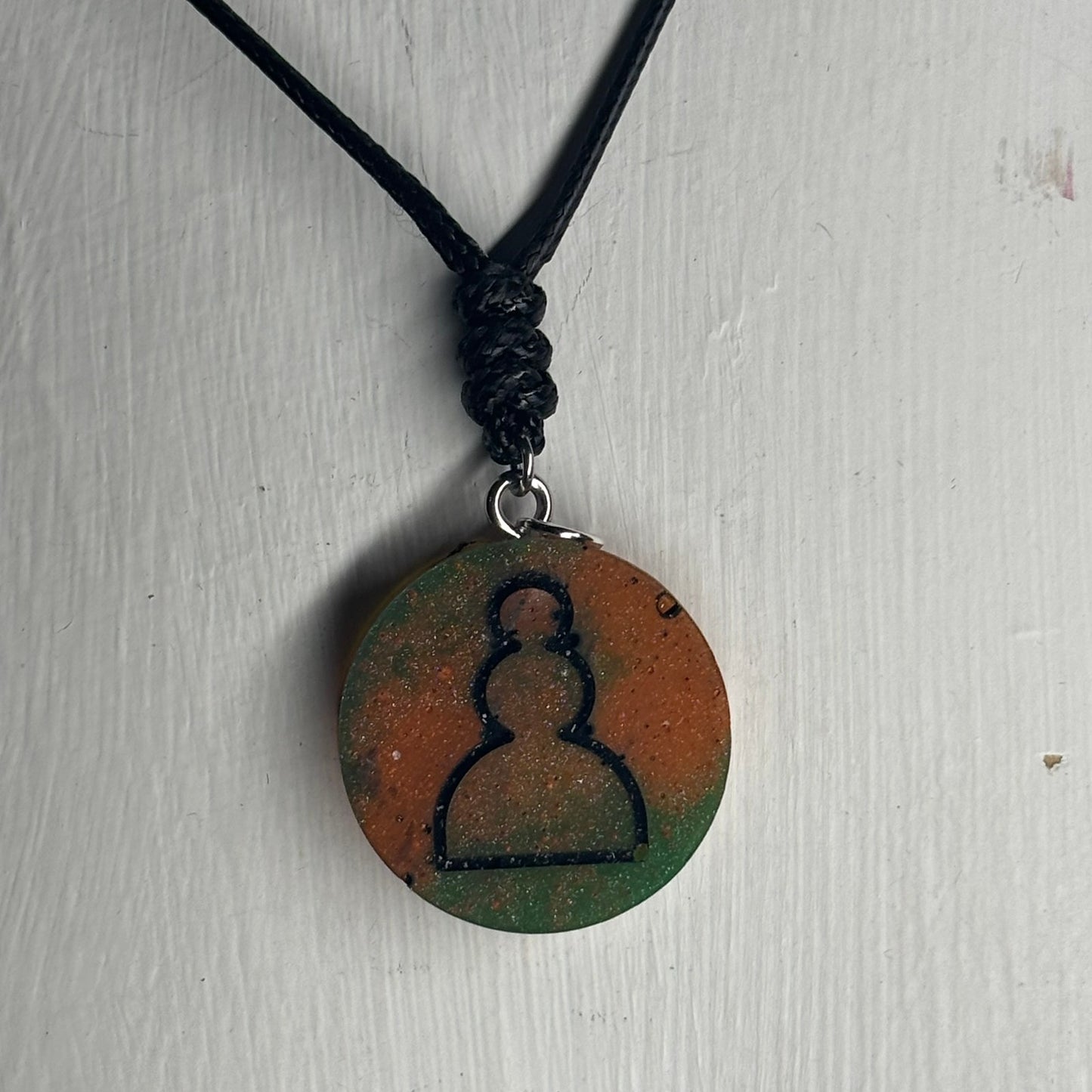 Orange Rook - Handmade Resin Chess Necklace