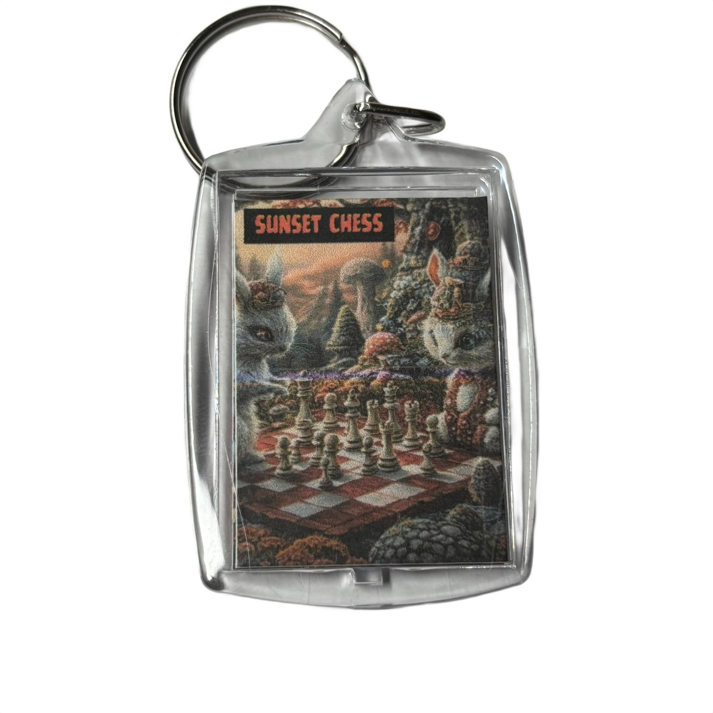 Cute Fantasy - Sunset Chess Photo Keychain