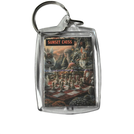 Cute Fantasy - Sunset Chess Photo Keychain