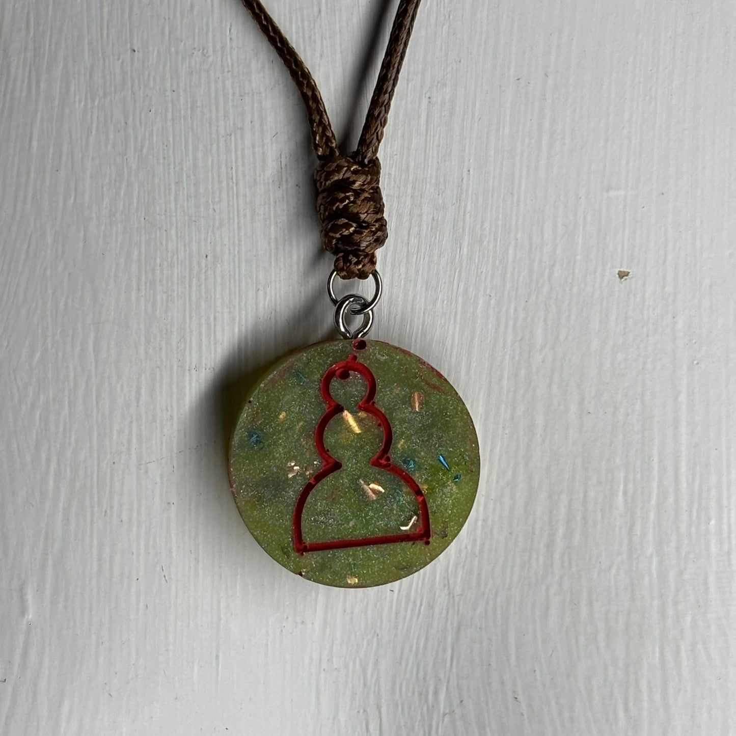 Royal Green Pawn - Handmade Resin Chess Necklace