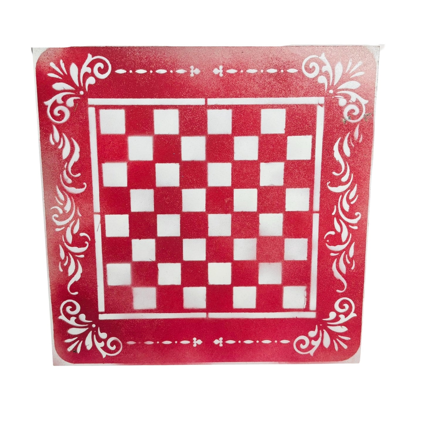 Red & White - Painted Chess Board