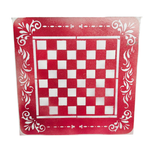 Red & White - Painted Chess Board