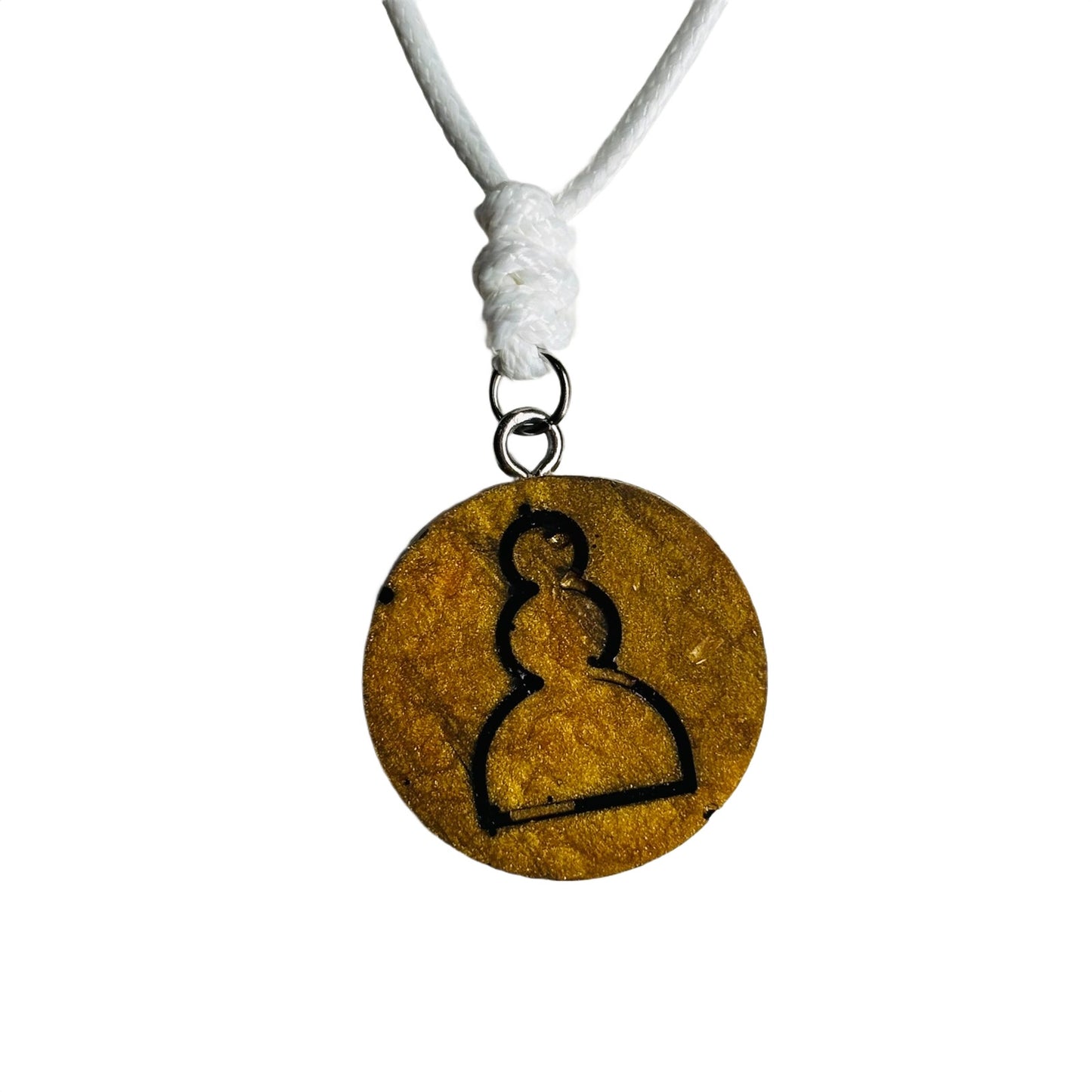 Dark Yellow Pawn - Handmade Resin Chess Necklace