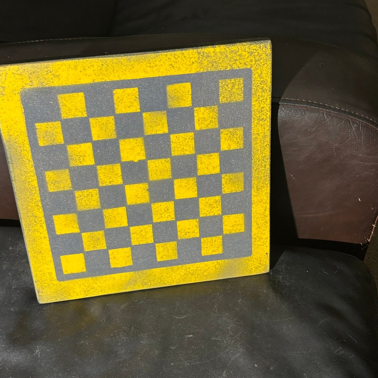 Gray & Yellow - Painted Chess Board