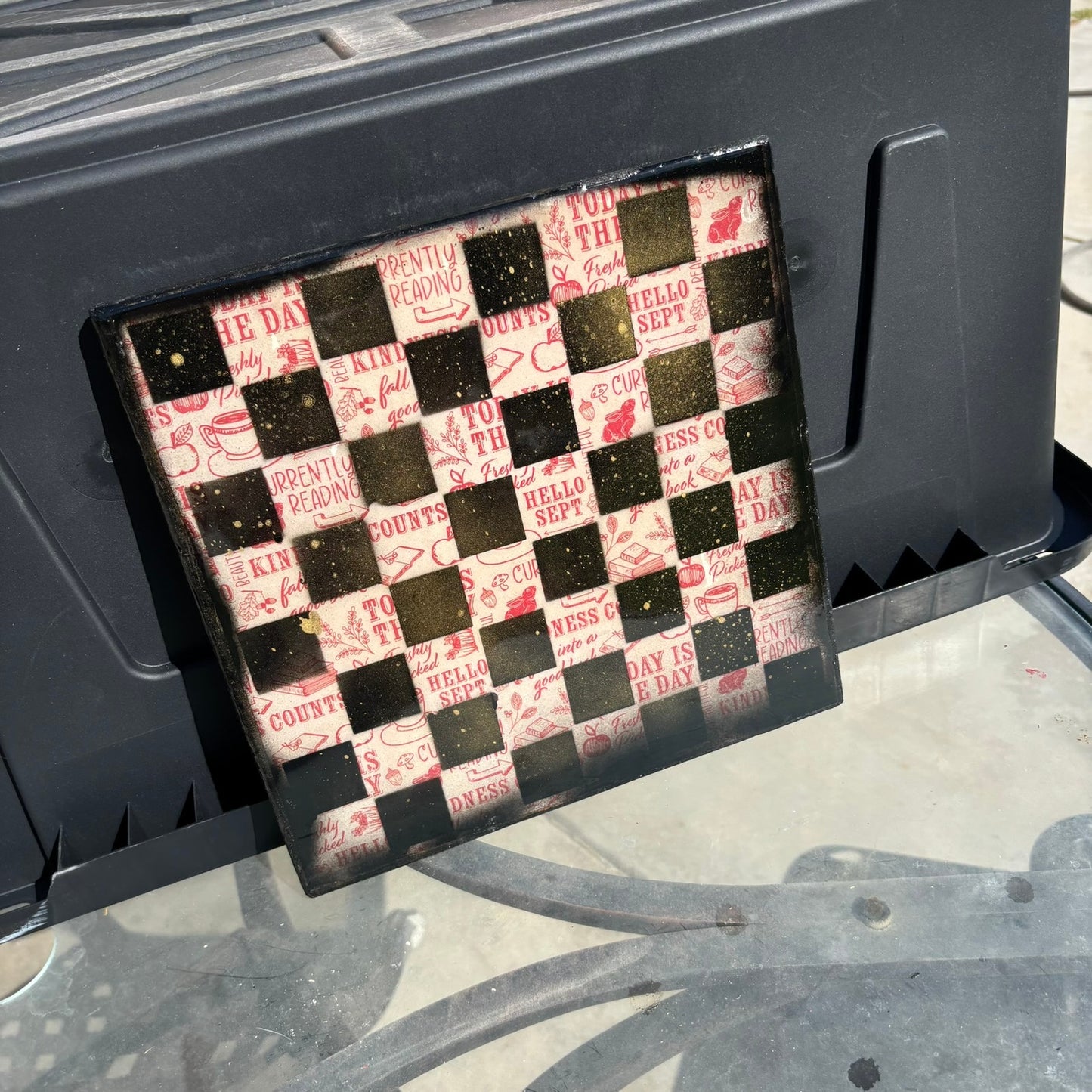 Old School Red - Resin Coated Chess Board