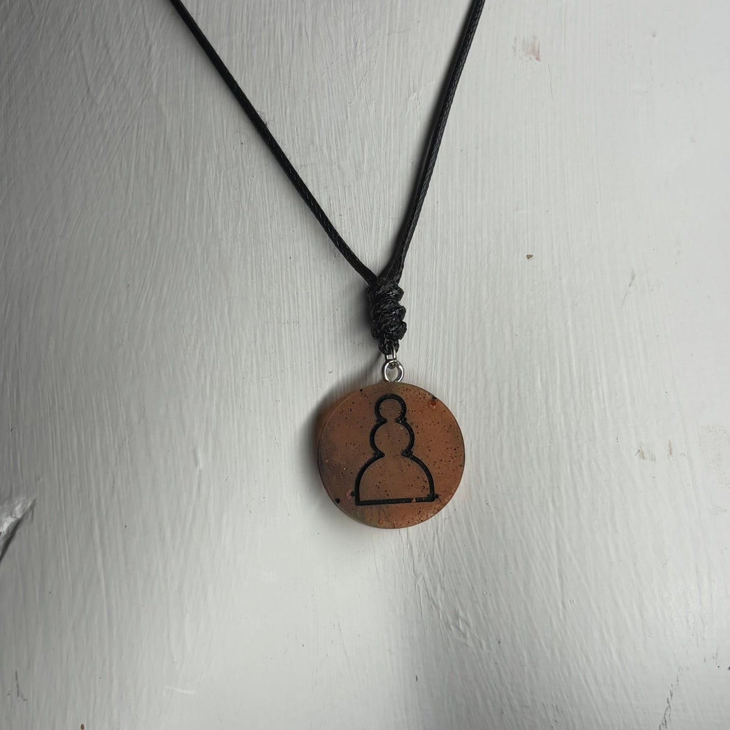 Orange Pawn - Handmade Resin Chess Necklace