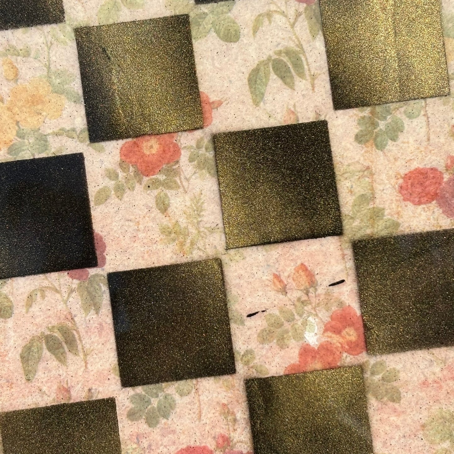 Vintage Flowers  - Resin Coated Chess Board