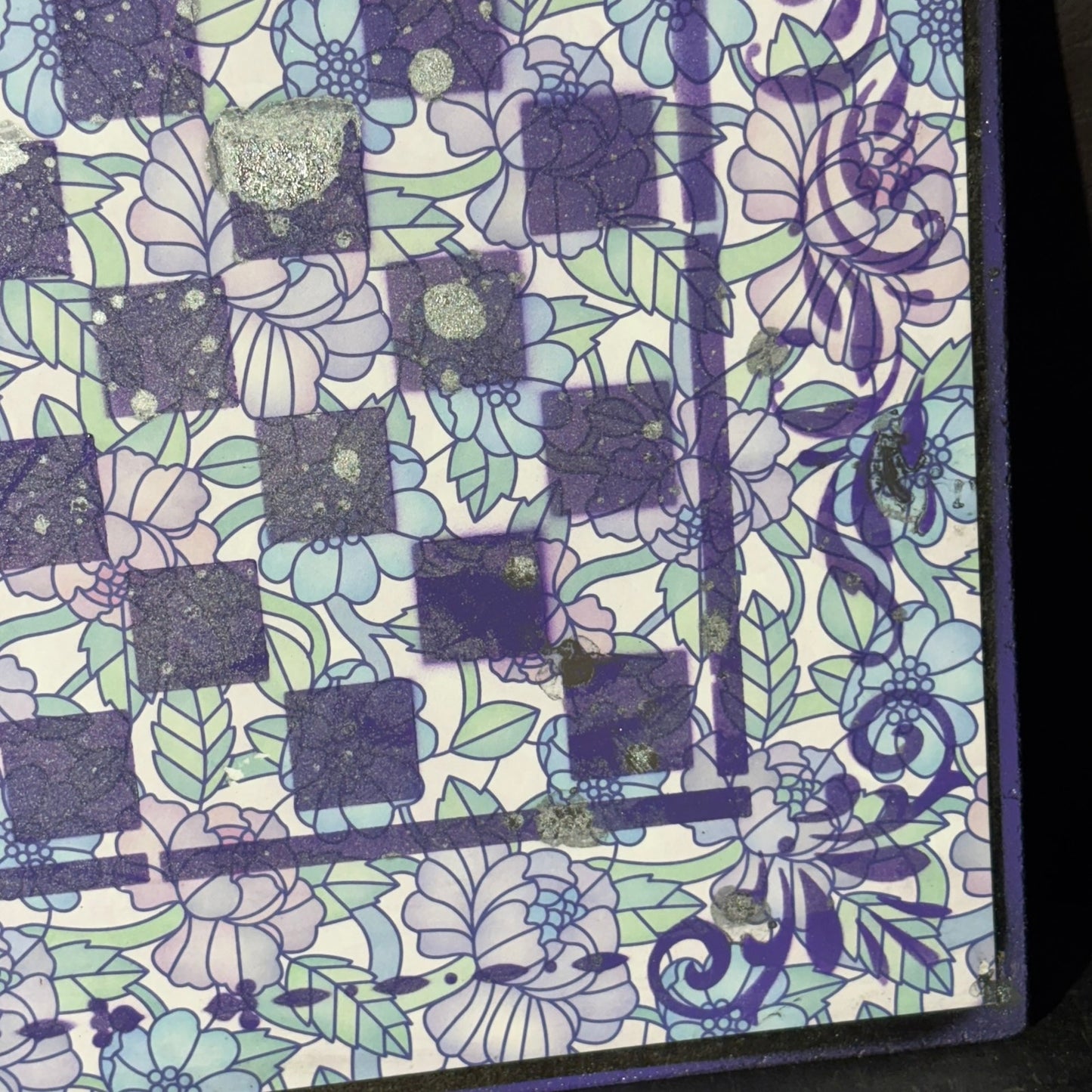 Vintage Purple Flowers - Scrapbook Chess Board