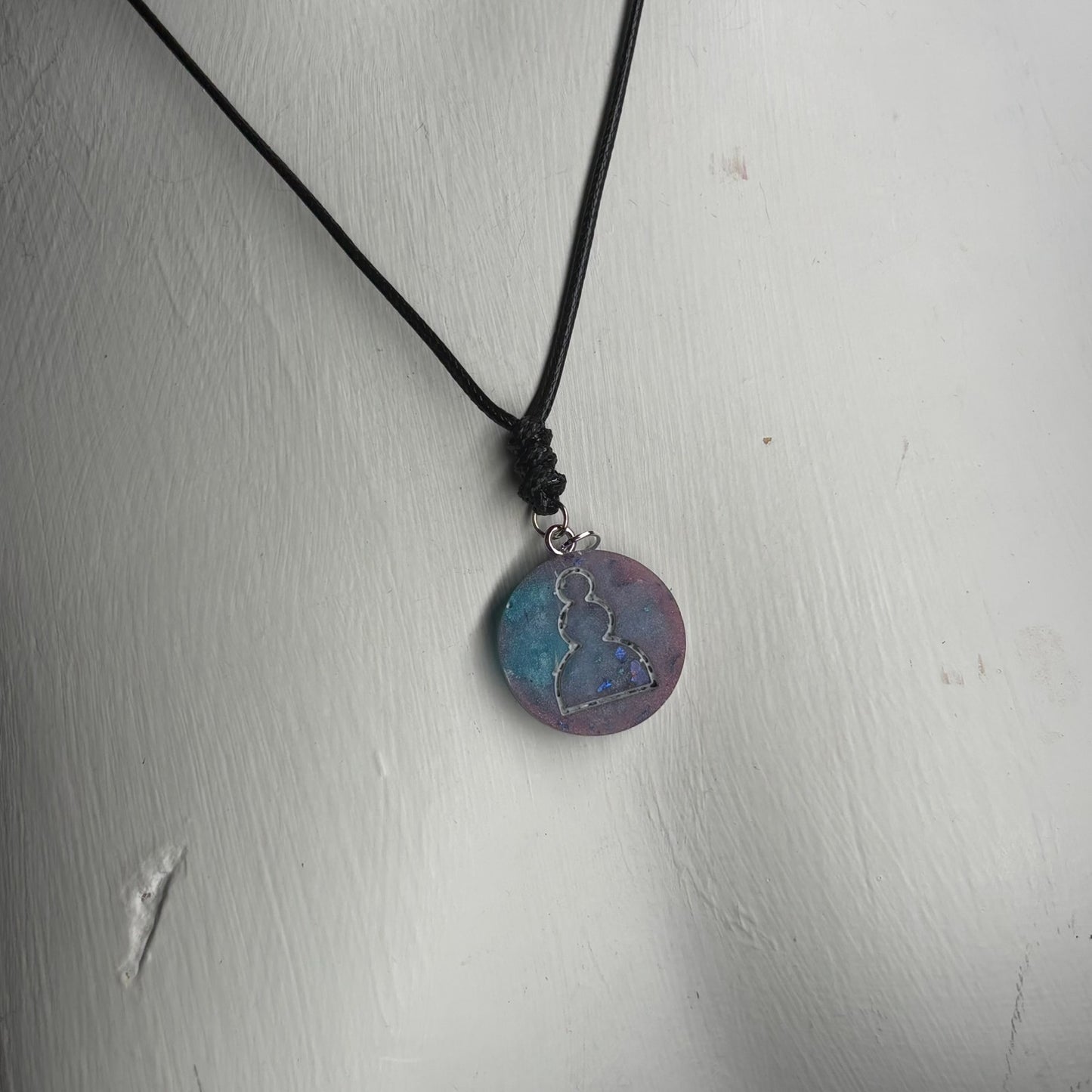 Purple & Blue Mix Pawn - Handmade Resin Chess Necklace